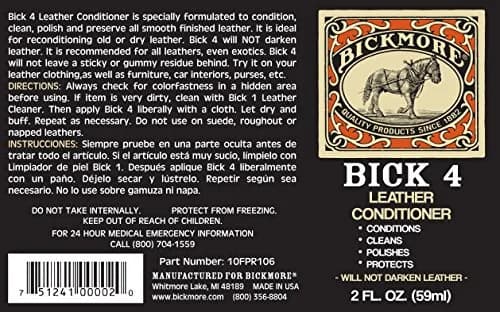 Bickmore Bick 4 Leather Conditioner & Cleaner 2 oz (59 ml) | Won't Darken Leather thumbnail 8