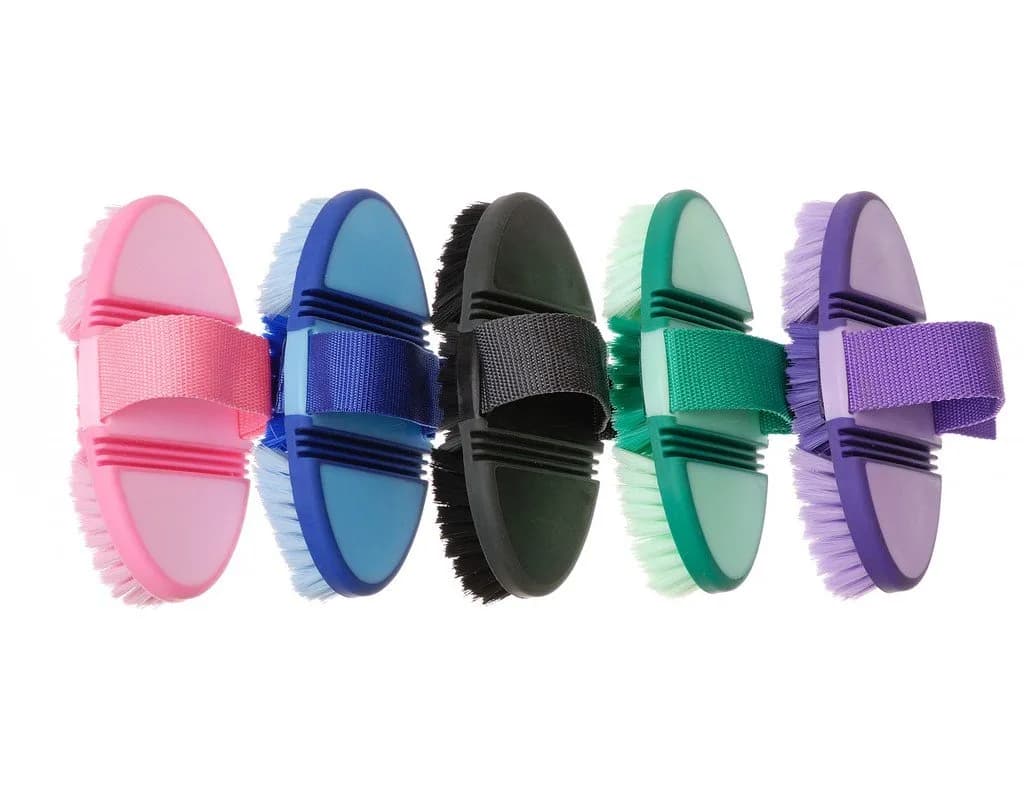 Tough 1 Great Grips Flex Finishing Brush - Royal Blue/Light Blue | Perfect for Horse Grooming