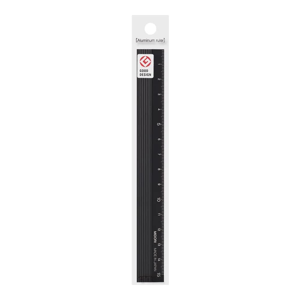 Midori Aluminium Ruler 15cm Black | Classic Drafting Tool for Precision Measurement — Black
