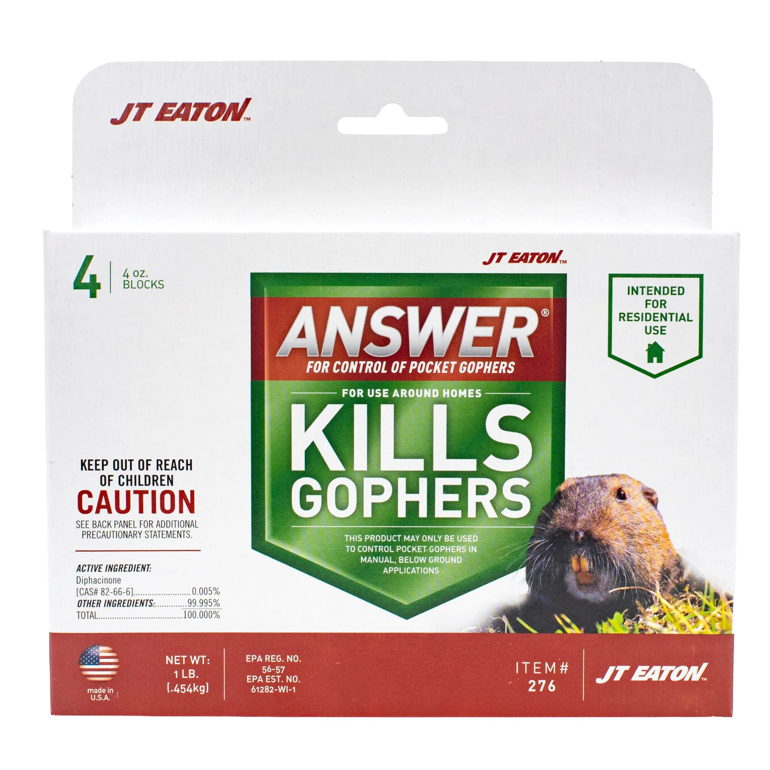 JT Eaton Answer Pocket Gopher Rodenticide Bait, 16 oz | Moisture-Resistant Anticoagulant for Gophers in India