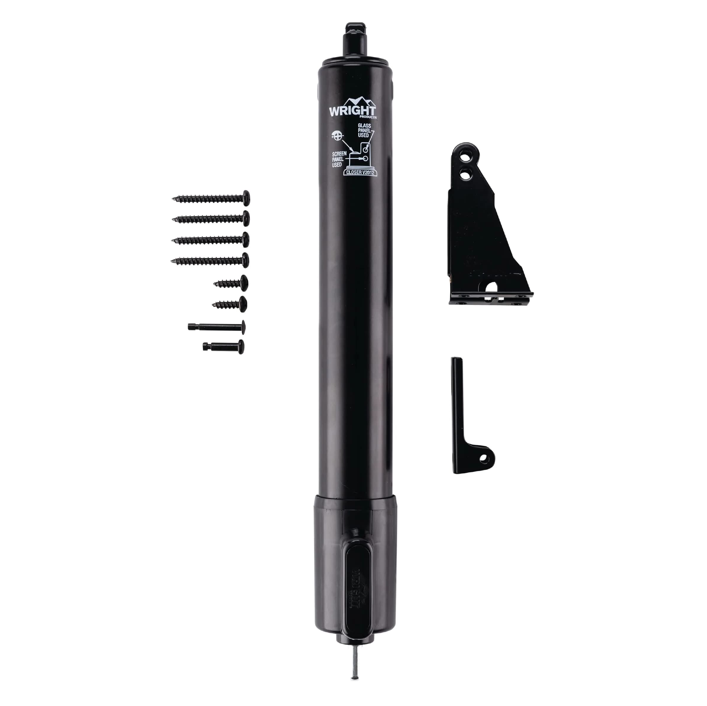 Wright Products V2012BL Heavy Duty Tap-N-Go Pneumatic Door Closer, Black | 38.1 cm (15 inches) Length - main product image