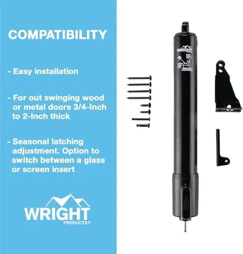 Wright Products V2012BL Heavy Duty Tap-N-Go Pneumatic Door Closer, Black | 38.1 cm (15 inches) Length thumbnail 3