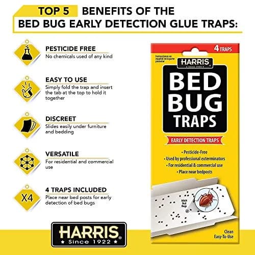 HARRIS Bed Bug Traps for Early Detection & Monitoring, 4 Pack | Natural, Discreet, Versatile thumbnail 4