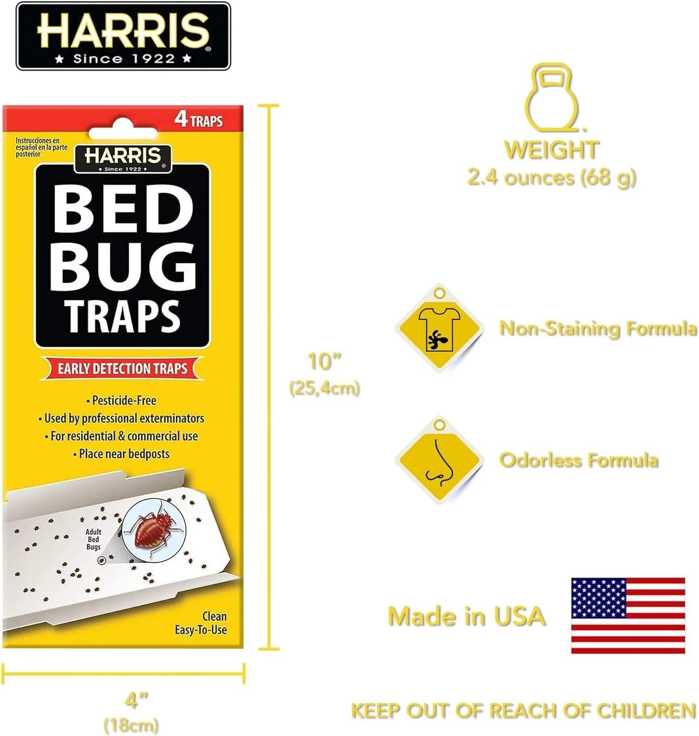 HARRIS Bed Bug Traps for Early Detection & Monitoring, 4 Pack | Natural, Discreet, Versatile - view 3