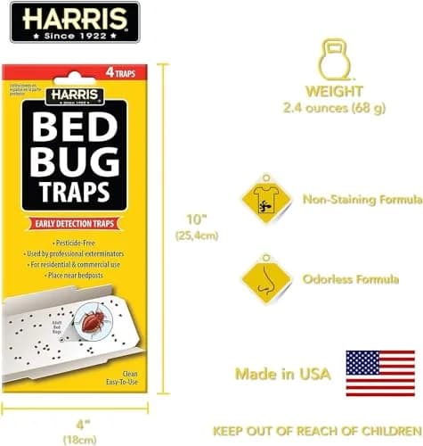 HARRIS Bed Bug Traps for Early Detection & Monitoring, 4 Pack | Natural, Discreet, Versatile thumbnail 3