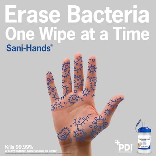 PDI Sani-Hands Hand Sanitizer Wipes 100 Packets | Kills 99.99% Germs, Moisturizes Hands thumbnail 2