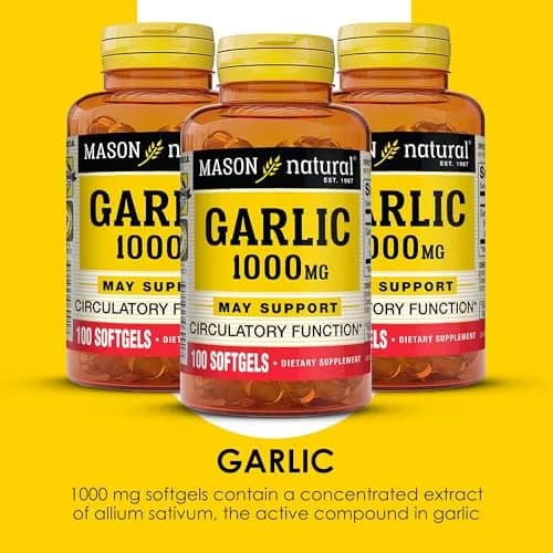 MASON NATURAL Garlic Oil Softgels 300-Day Supply | Supports Heart & Circulatory Health thumbnail 4