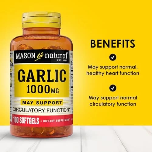 MASON NATURAL Garlic Oil Softgels 300-Day Supply | Supports Heart & Circulatory Health thumbnail 2