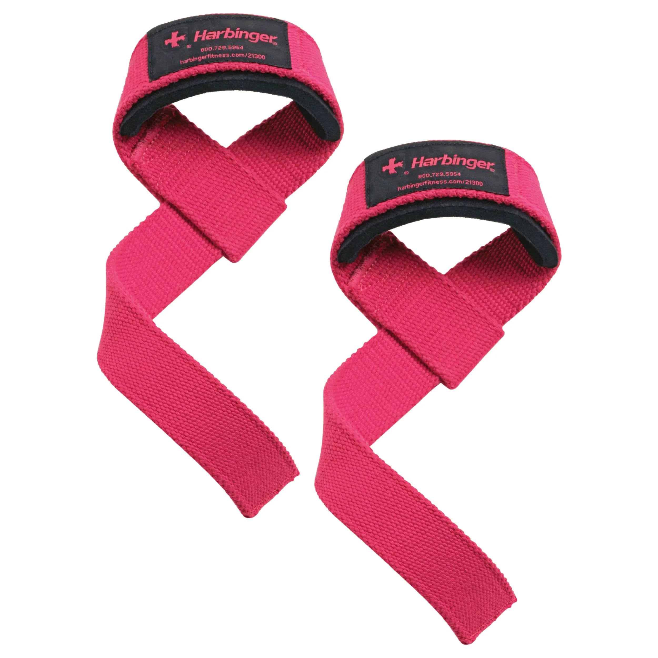 Harbinger Pink Padded Cotton Lifting Straps with NeoTek Cushioned Wrist (Pair) - main product image