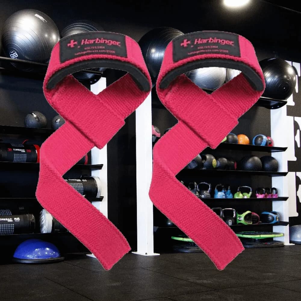 Harbinger Pink Padded Cotton Lifting Straps with NeoTek Cushioned Wrist (Pair) - view 2
