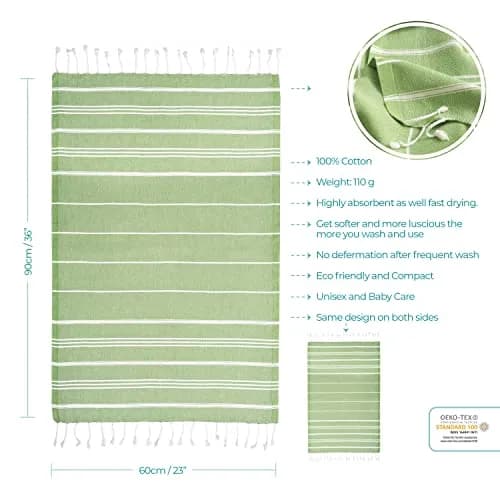 Cacala 100% Turkish Cotton Kitchen Tea Towels 23" x 36" | Highly Absorbent & Quick Drying thumbnail 3