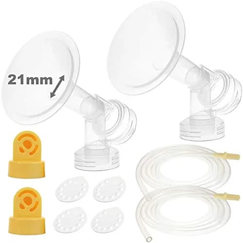 NENESUPPLY Breast Pump Parts with 21mm Flanges Compatible with Medela Pump in Style, Not Original, Includes Flanges, Valves, Membranes, Tubing thumbnail 1