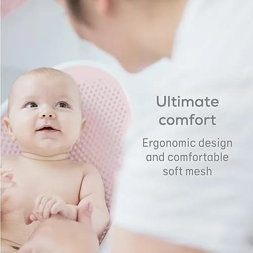 Angelcare Pink Baby Bath Support | Ergonomic Design for Newborns to 6 Months thumbnail 5