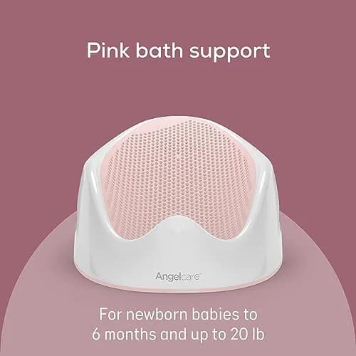 Angelcare Pink Baby Bath Support | Ergonomic Design for Newborns to 6 Months thumbnail 2