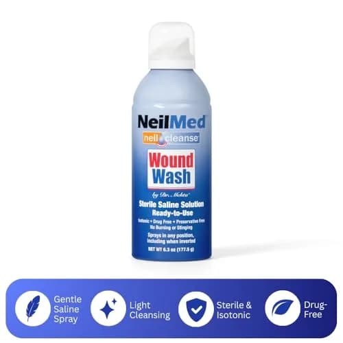 NeilMed Sterile Saline Wound Wash Spray 177ml (6.3 Fl Oz) | Cleans Minor Wounds & Abrasions thumbnail 3