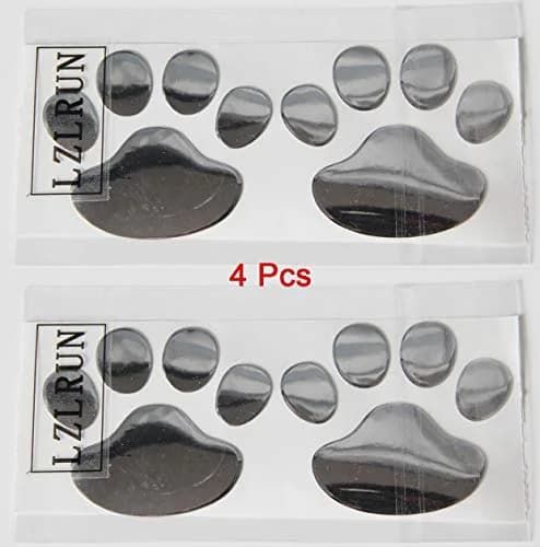LZLRUN 4PCS Silver 3D Chrome Dog Paw Footprint Car Decoration Sticker | Weatherproof Vinyl Decal for Cars, Laptops, and Smooth Surfaces thumbnail 3