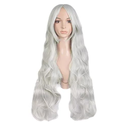 MapofBeauty Silver Gray Spiral Curly Cosplay Wig 80cm (32 Inch) | Heat Resistant Fiber thumbnail 1