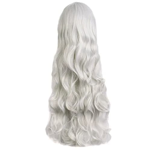 MapofBeauty Silver Gray Spiral Curly Cosplay Wig 80cm (32 Inch) | Heat Resistant Fiber thumbnail 2