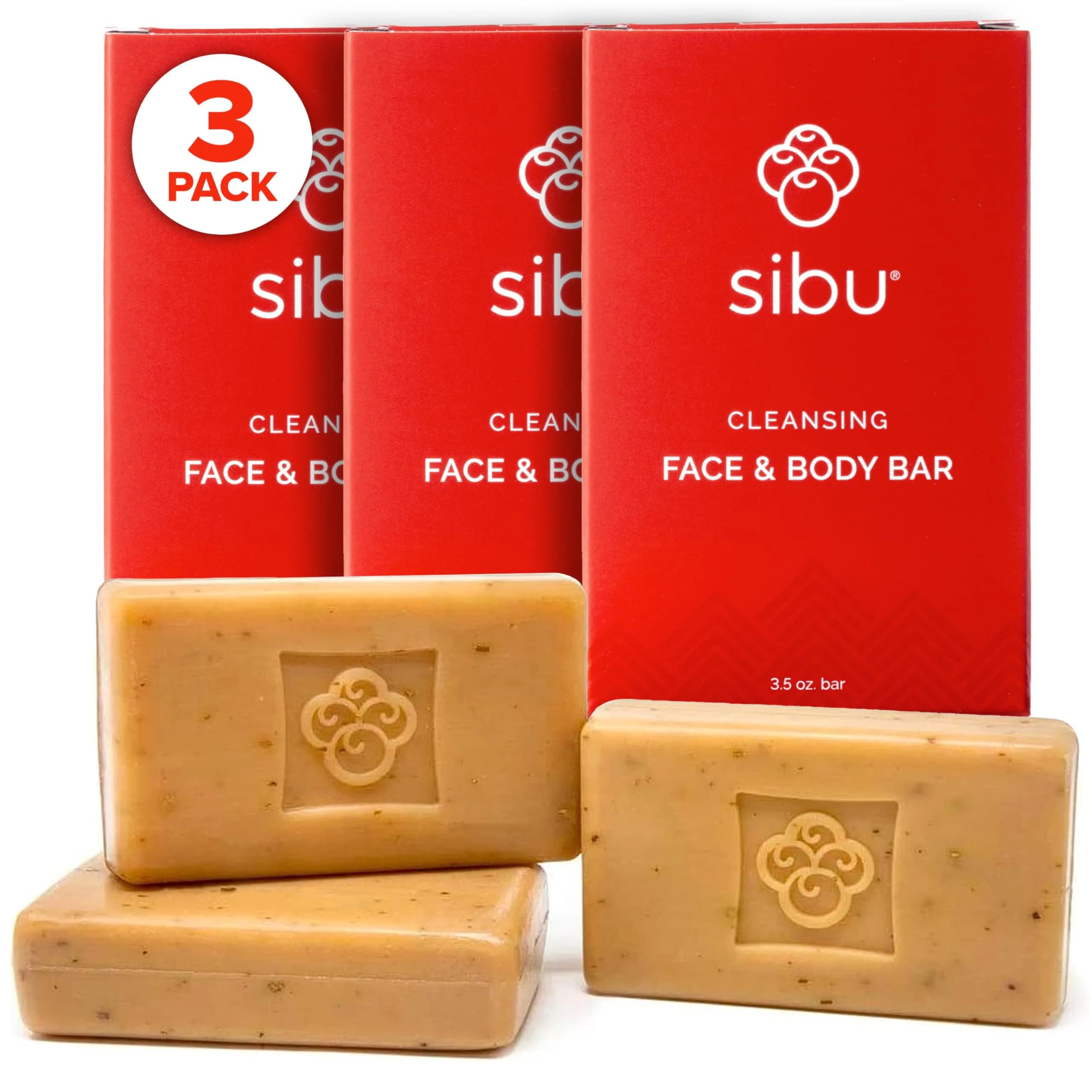 sibu Sea Buckthorn Cleansing Face & Body Soap Bar, 3-Pack | Moisturizes & Calms Sensitive Skin