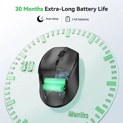TECKNET 2.4G Wireless Mouse, 4800 DPI Ergonomic Computer Mouse, USB, Black | 6 Buttons, 30-Month Battery thumbnail 5