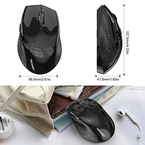 TECKNET 2.4G Wireless Mouse, 4800 DPI Ergonomic Computer Mouse, USB, Black | 6 Buttons, 30-Month Battery thumbnail 7