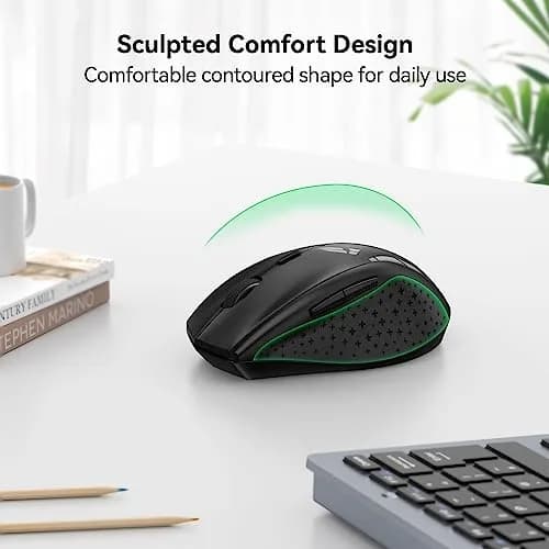 TECKNET 2.4G Wireless Mouse, 4800 DPI Ergonomic Computer Mouse, USB, Black | 6 Buttons, 30-Month Battery thumbnail 3