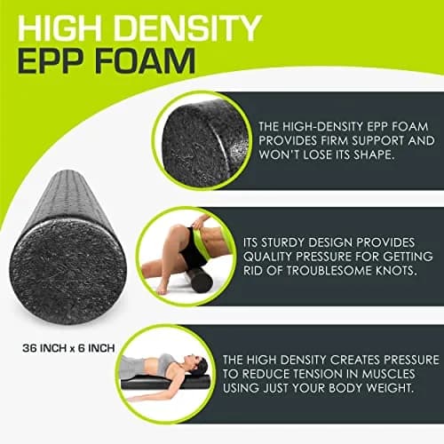 ProsourceFit High Density Foam Roller 91 cm (36 inch) | Firm Full Body Athletic Massage Tool for Muscle Recovery thumbnail 3
