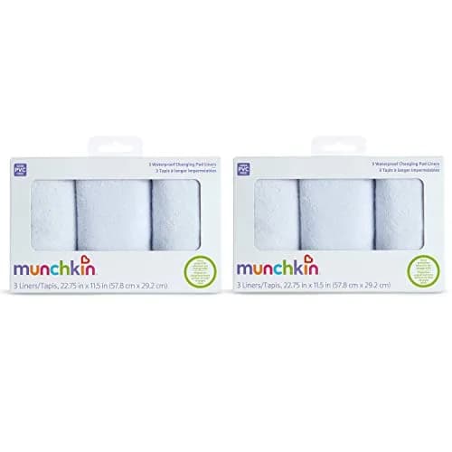 Munchkin Waterproof Changing Pad Liners 6 Pack | PVC-Free, Machine Washable, 22.75 x 11.5 Inches thumbnail 6
