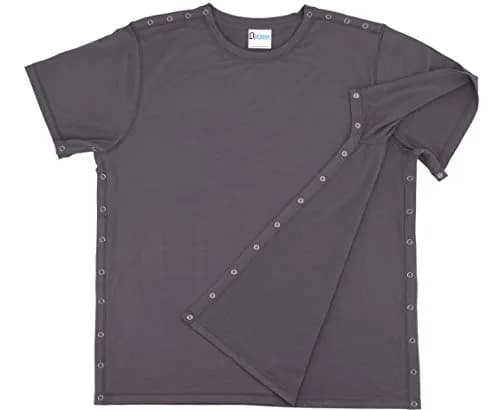 RENOVA MEDICAL WEAR Post Shoulder Surgery Shirt - Unisex Grey, Crew Neck, Short Sleeve, Polyester, Relaxed Fit thumbnail 1