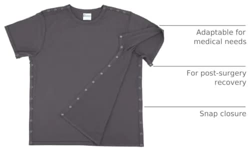 RENOVA MEDICAL WEAR Post Shoulder Surgery Shirt - Unisex Grey, Crew Neck, Short Sleeve, Polyester, Relaxed Fit thumbnail 4