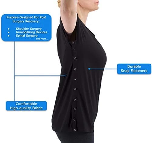 RENOVA MEDICAL WEAR Post Shoulder Surgery Shirt - Unisex Grey, Crew Neck, Short Sleeve, Polyester, Relaxed Fit thumbnail 3