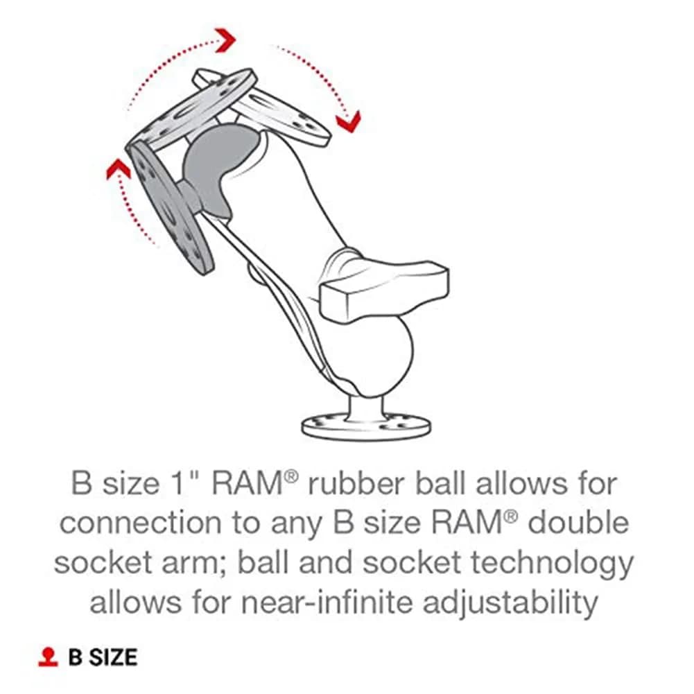 RAM MOUNTS Round Plate Ball Base with 1" Ball & AMPS Pattern | Marine-Grade Aluminum Mount for GPS Devices - view 5