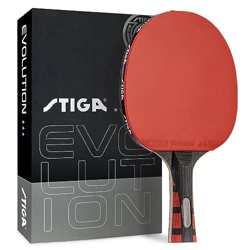 STIGA Evolution Performance Ping Pong Paddle - 6-ply Light Blade - 2mm Tournament-Approved Premium Sponge - Flared Handle for Next-Gen Grip & Control - Performance Table Tennis Racket — 1 Racket