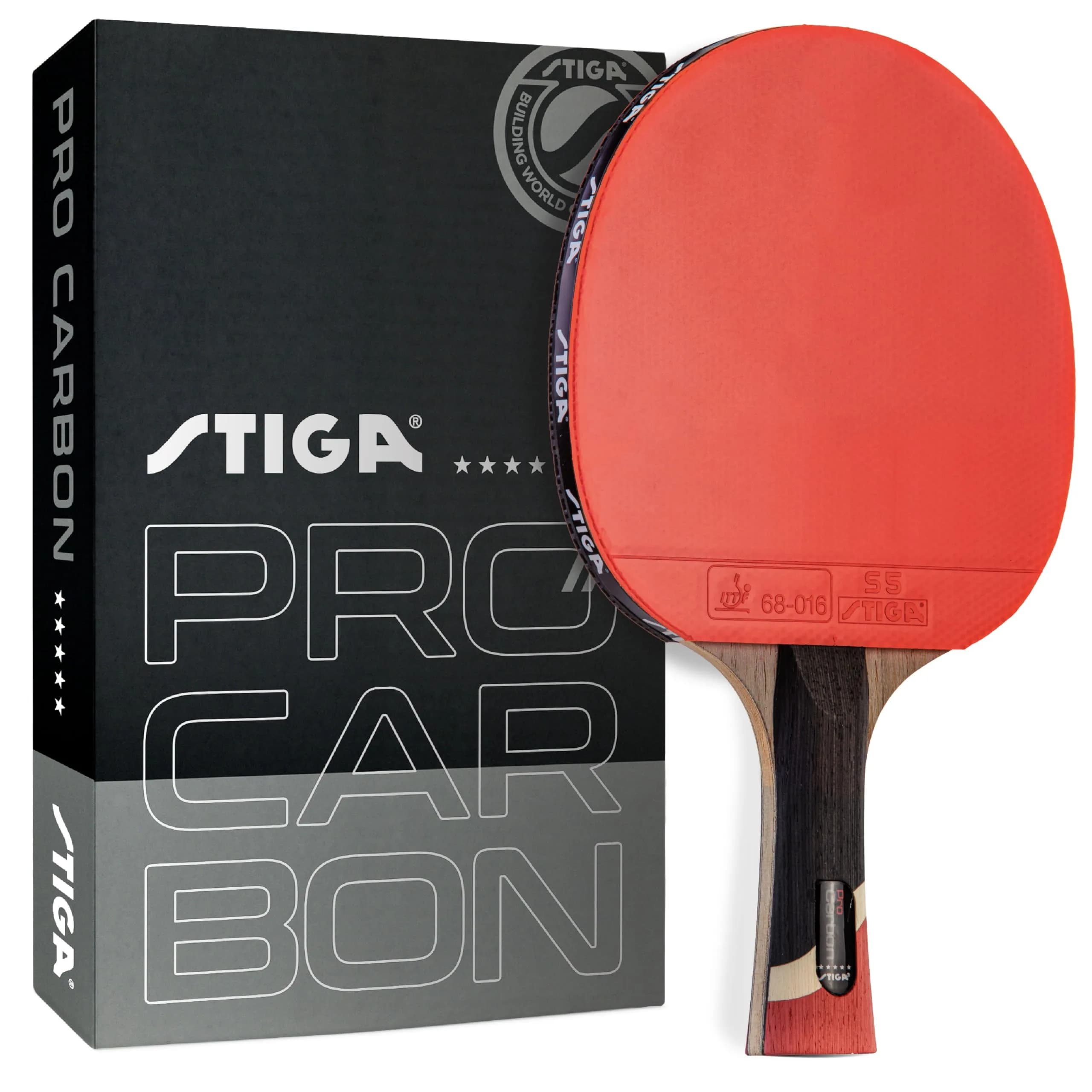 STIGA Pro Carbon Performance-Level Ping Pong Paddle with Carbon Fiber Blade & Extreme Spin | 159g (0.35lb) - main product image