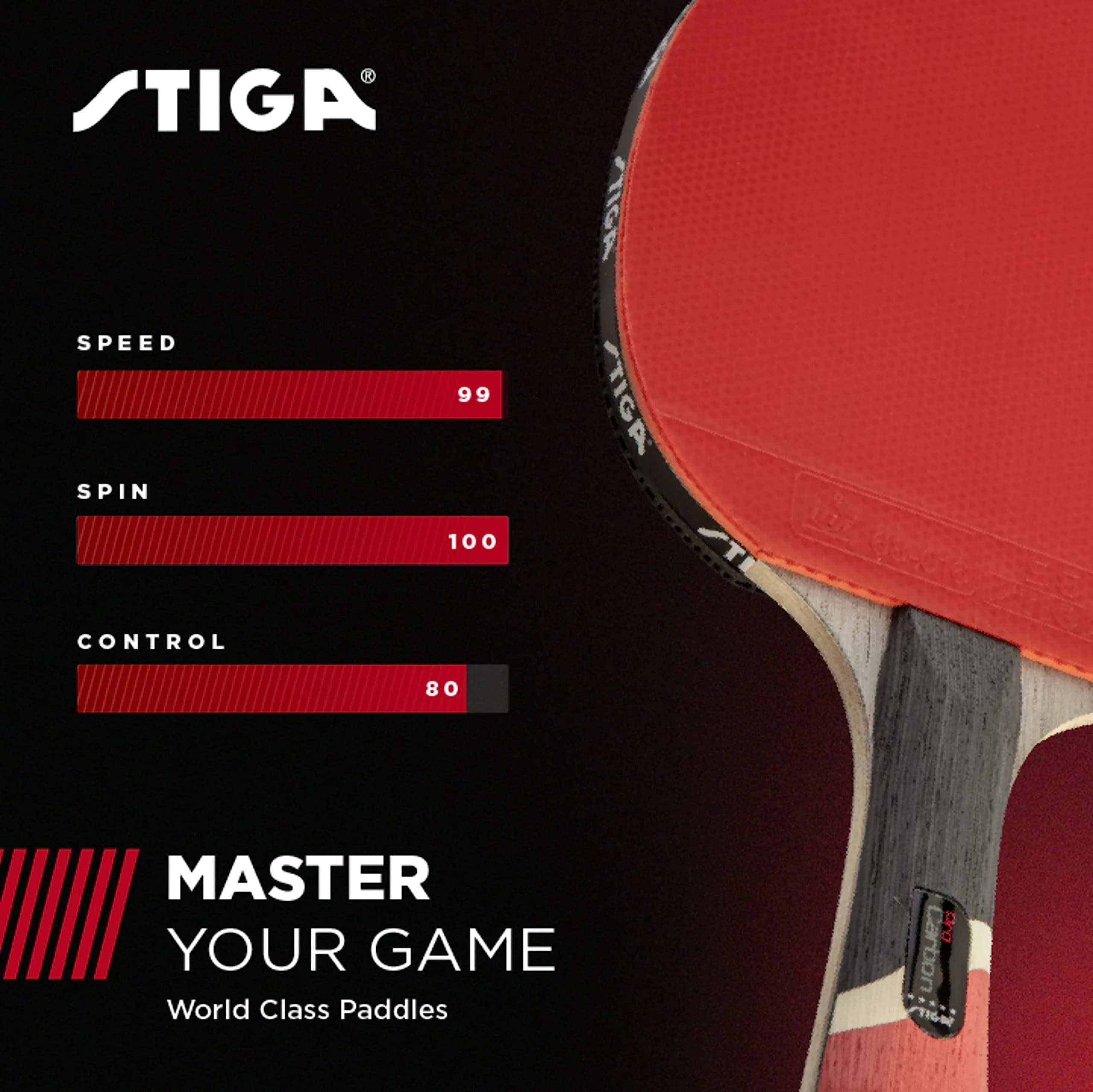 STIGA Pro Carbon Performance-Level Ping Pong Paddle with Carbon Fiber Blade & Extreme Spin | 159g (0.35lb) - view 5