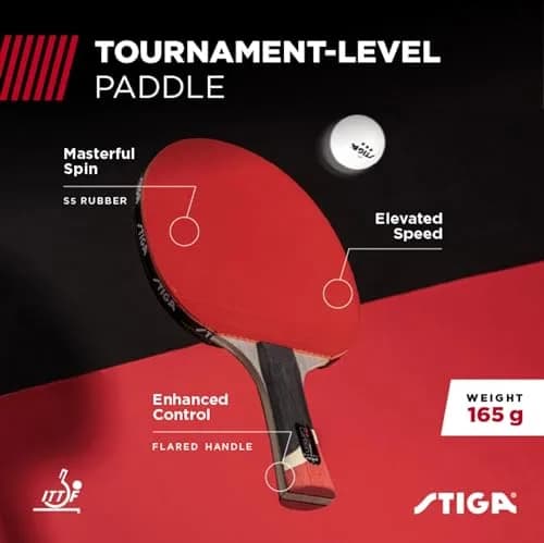 STIGA Pro Carbon Performance-Level Ping Pong Paddle with Carbon Fiber Blade & Extreme Spin | 159g (0.35lb) thumbnail 2