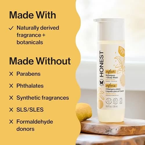The Honest Company 2-in-1 Cleansing Shampoo + Body Wash | Citrus Vanilla Refresh, 295ml (10 fl oz) | Gentle, Tear-Free, Hypoallergenic thumbnail 4