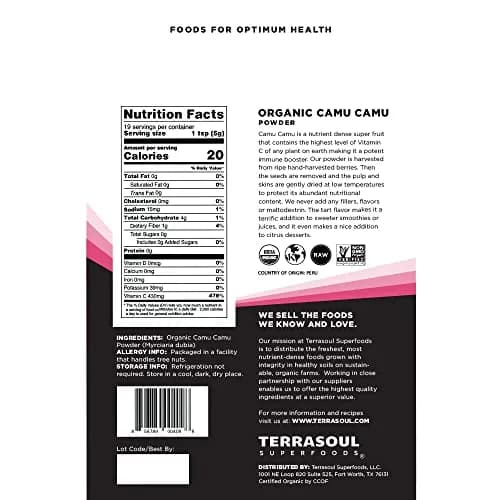 Terrasoul Superfoods Organic Camu Camu Powder 99g (3.5 Oz) | Certified Organic Immune Support thumbnail 2