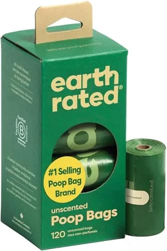Earth Rated Dog Poop Bags on Refill Rolls 270 Unscented | Leak-Proof, Extra Thick, Recycled Material — Unscented / 120 Bags