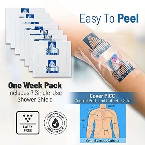 Shower Shield 10x12 Inch PICC Line Shower Cover | Waterproof Catheter Cover for Wounds thumbnail 2