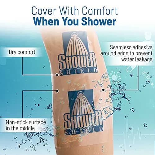 Shower Shield 10x12 Inch PICC Line Shower Cover | Waterproof Catheter Cover for Wounds thumbnail 3
