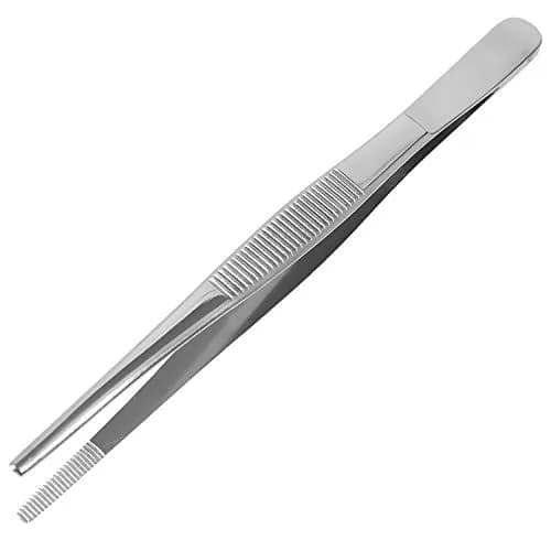 MABIS Stainless Steel Dressing Forceps 5.5 Inch | Serrated Thumb Grip for Precise Medical & First Aid Tasks thumbnail 1
