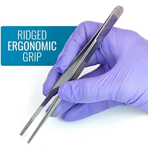 MABIS Stainless Steel Dressing Forceps 5.5 Inch | Serrated Thumb Grip for Precise Medical & First Aid Tasks thumbnail 5