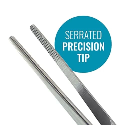 MABIS Stainless Steel Dressing Forceps 5.5 Inch | Serrated Thumb Grip for Precise Medical & First Aid Tasks thumbnail 3