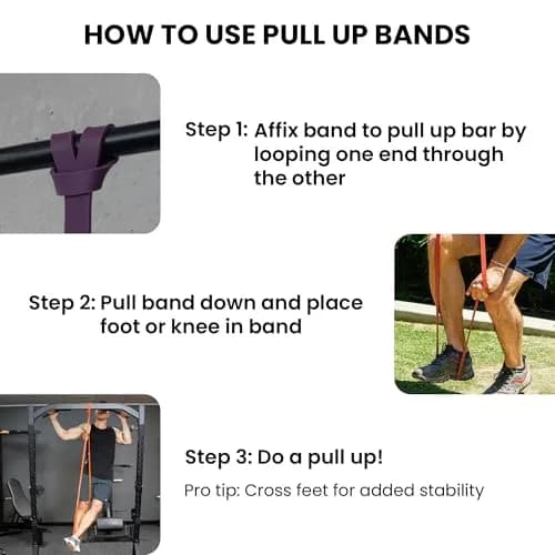 Functional Fitness Pull Up Assistance Bands - Set of 1 Resistance Heavy Duty Workout Exercise Crossfit Stretch Fitness Bands Assist Set for Body, Instruction Guide | Heavy Duty Latex thumbnail 3