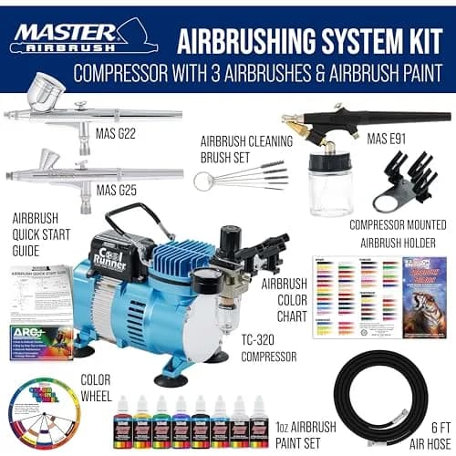Master Airbrush Cool Runner II Air Brush Kit with Air Compressor Dual Fan | Professional Painting System for Artists & Hobbyists thumbnail 2