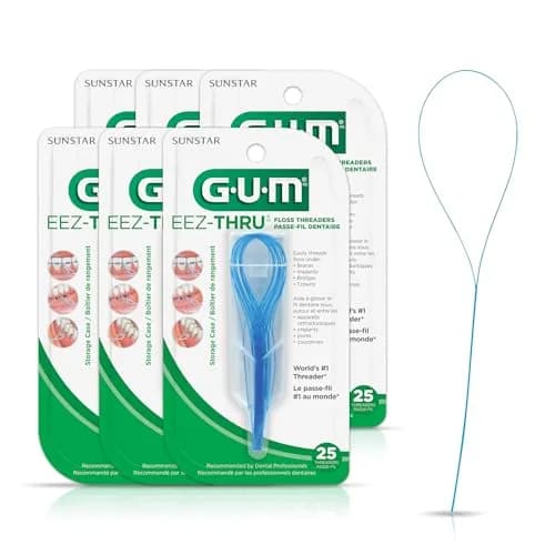 GUM EEZ-Thru Floss Threaders for Braces, Bridges & Implants, Easy Dental Floss Threading, 150 Count (Pack of 6) | Dentist Recommended for Oral Health thumbnail 1
