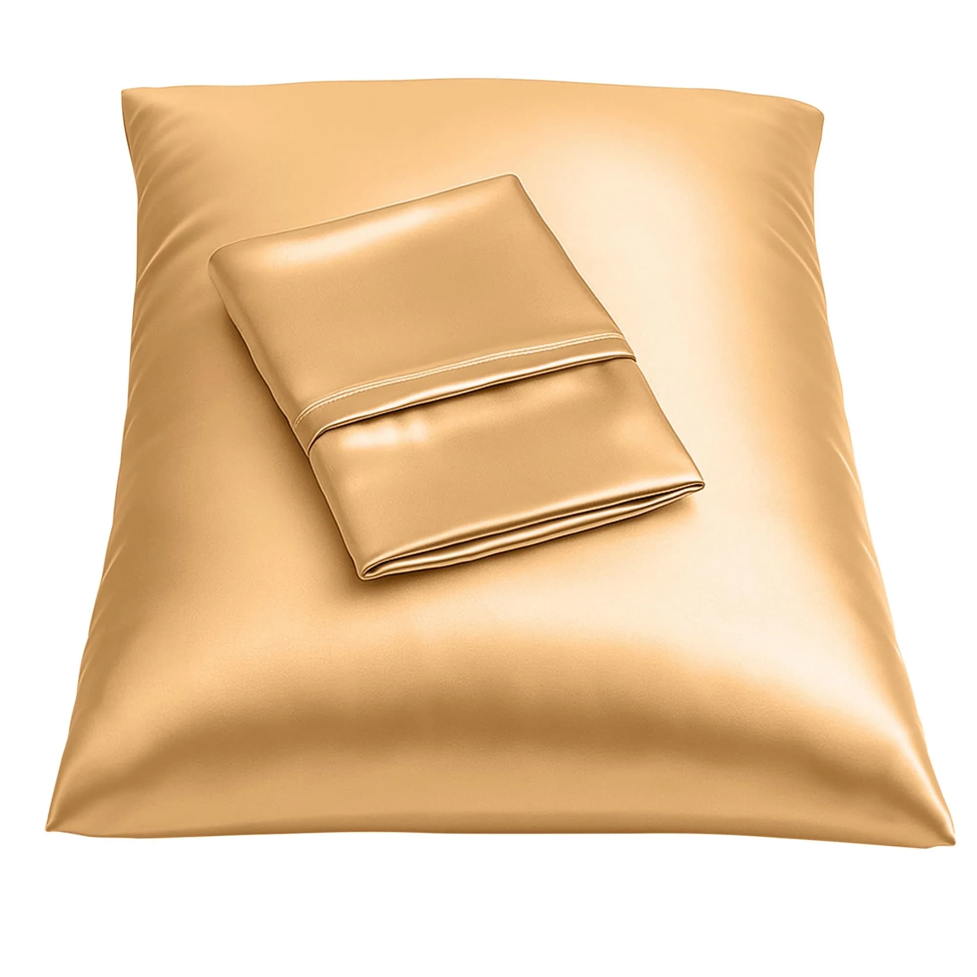 BLISSFORD Satin Pillowcase with Zipper, Like Silk Pillow Cases - Gold | Gentle on Hair & Skin, Zipper Closure, 2 Pack, Queen Size 20 x 30 in