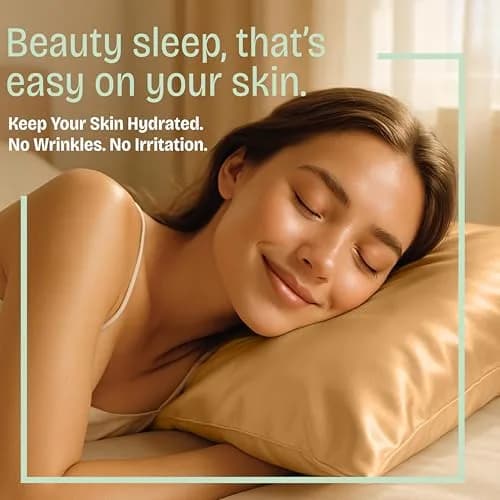 BLISSFORD Satin Pillowcase with Zipper, Like Silk Pillow Cases - Gold | Gentle on Hair & Skin, Zipper Closure, 2 Pack, Queen Size 20 x 30 in thumbnail 5
