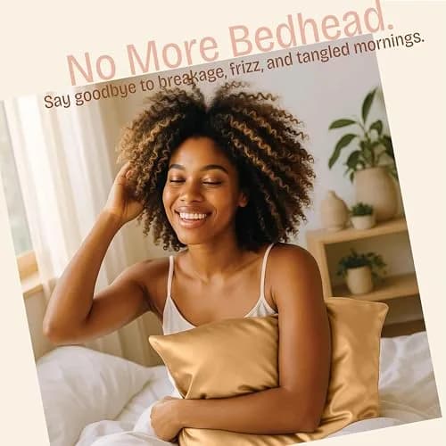 BLISSFORD Satin Pillowcase with Zipper, Like Silk Pillow Cases - Gold | Gentle on Hair & Skin, Zipper Closure, 2 Pack, Queen Size 20 x 30 in thumbnail 3